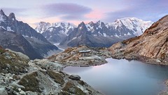 Sunrise snow Mountains panorama Alps Europe rocks lakes Mont 