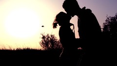 Sunrise sun love couple silhouettes lovers kissing