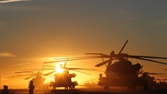 Sunrise sunset Aircraft air aviation air force CH-53 Super 