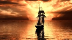 Sunrise sunset clouds ocean sailing sailing ships