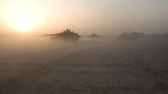 Sunrise sunset dawn War dust Army military Leopards silhouettes 