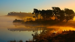 Sunrise sunset fog nature river Lake beautiful