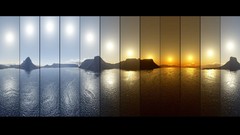 Sunrise sunset Sea nature Mountains ocean dawn collage 