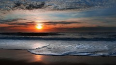 Sunrise sunset Sea nature sun clouds ocean Beaches