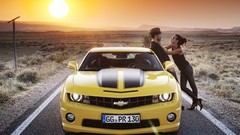 Sunrise sunset sun Men woman Chevrolet chevrolet camaro