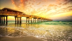 Sunrise sunset water ocean Bridges