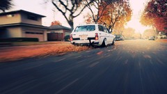 Sunrise Trees sun cars roads streets old cars