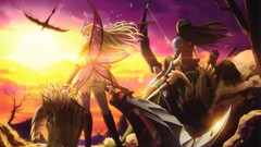 Sunrise woman ass Dragons Anime Fairies Swords blondes sunlight 