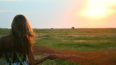 Sunrise woman fields blondes