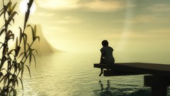 Sunrise woman lonely lakes 3d rest 3D modeling silens