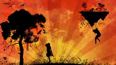 Sunrise yellow orange abstract vectors