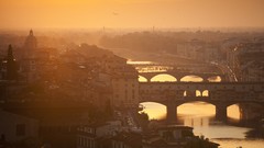 Sunset Aircraft Italy Bridges Florence rivers cityscapes 