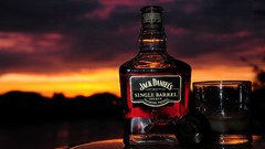 Sunset alcohol Brand bottles whiskey jack daniels publicity 