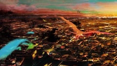 Sunset Animals clouds sky Birds cities scenic