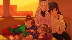 Sunset Anime Bags white hair anime girls brunettes black hair 