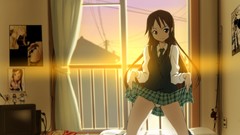 Sunset Anime beds posters skirts playstation smiling long hair 