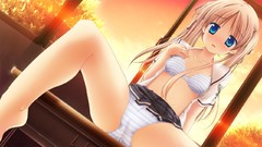 Sunset Anime blondes blush anime girls blue eyes tsukasa bra 
