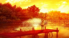 Sunset Anime fountain Clannad piers Ibuki Fuko