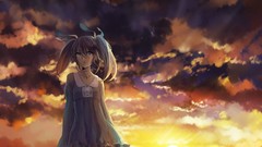 Sunset anime girls hatsune miku skies vocaloid skyscapes