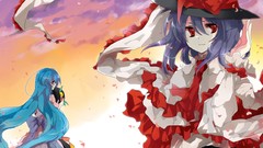 Sunset anime girls touhou nagae iku hinanawi tenshi video games