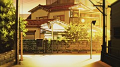 Sunset Anime houses buildings sunlight illustrations Nichijou