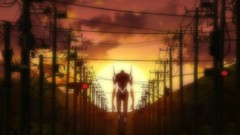 Sunset Anime neon genesis evangelion power lines Rebuild of 