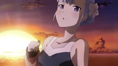 Sunset Anime school blue hair skies lafiel scenic Rinne no 