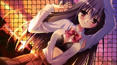 Sunset Anime skirts blush long hair school uniforms seifuku 