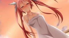 Sunset Anime tears dress blush anime girls