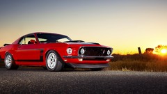 Sunset Auto red cars wheels Ford Ford mustang american cars 