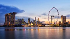 Sunset bay Singapore east skyline cityscapes