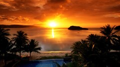 sunset beach Sea sunlight sky