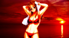 Sunset bikini long hair