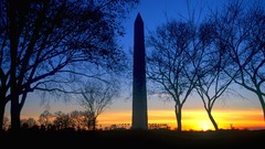 Sunset blue skies Washington DC washington monument