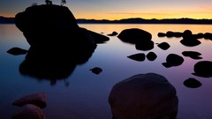 Sunset Bonsai silhouettes rocks nevada Lake Tahoe