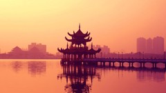 Sunset Bridges architecture Temples buildings cityscapes