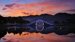 Sunset Bridges Parks reflections urban