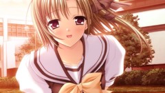 Sunset brown anime girls seifuku purple eyes Shigure Asa