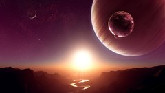 Sunset canyon planets rivers outer space