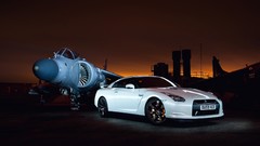 Sunset cars airplanes nissan gtr AV-8B Harrier Harrier Jet