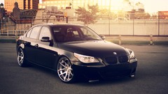 Sunset cars BMW roads black cars