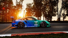 Sunset cars Porsche races sunlight SpeedHunters.com Falken 