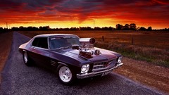 Sunset cars roads muscle cars Holden Monaro