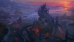 Sunset Castles cityscapes fantasy