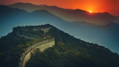 Sunset China the great wall