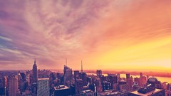 Sunset cities cityscapes new york city