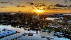 Sunset cityscapes buildings cities