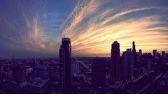 Sunset cityscapes Chicago Skyscrapers