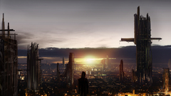 Sunset cityscapes futuristic