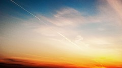 Sunset clouds airplanes skies skyscapes